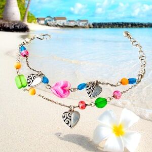 Brighton Icy Designer SilverTone Scrolled Bracelet soft colors silver plated